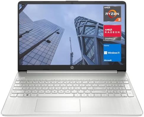 HP Essential 15 Laptop, 15.6″ HD Screen, AMD Ryzen 3 5300U, 32GB RAM, 2TB SSD, Webcam, HDMI, Wi-Fi, Windows 11 Home, Silver