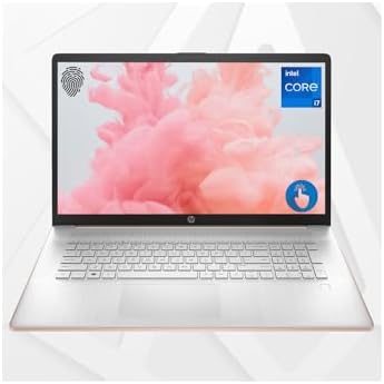 HP 2023 Essential 17t Laptop, 17.3″ HD+ Touchscreen, Intel Core i7-1355U, 64GB RAM, 2TB SSD + 2TB HDD, Webcam, HDMI, Backlit Keyboard, Fingerprint Reader, Wi-Fi 6, Windows 11 Home, Pale Rose Gold