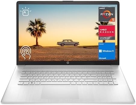 HP 2023 Newest 17 Laptop, 17.3″ HD+ Touchscreen Display, AMD Ryzen 5 7530U Processor (Beats i7-1165G7), 32GB RAM, 1TB SSD, Wi-Fi 6, HDMI, Backlit KB, Webcam, Windows 11 Home, Silver, KKE Accessories