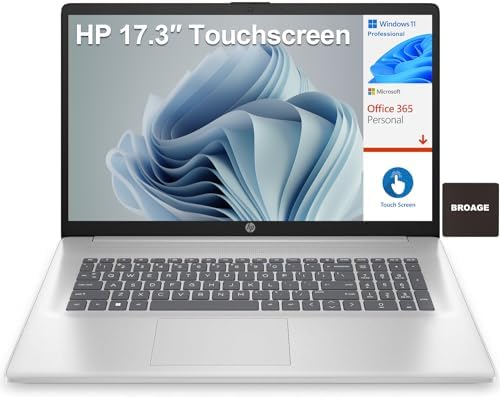 HP 17 17.3″ Touchscreen HD+ Business Laptop Computer, Intel Pentium Silver N5030 up to 3.1GHz, 32GB DDR4 RAM, 1TB PCIe SSD, 802.11AC WiFi, Bluetooth 5.0, 1-Year Office 365, Windows 11 Pro S, BROAG