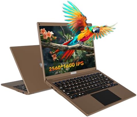 Laptop Computer 2.5K IPS 16:10 Screen, Windows 10 Mini Laptop Intel N4020 Traditional Laptop 13.3inch, Brown PC for Student Business, SSD Replaceable to 1T (4GB+256GB)