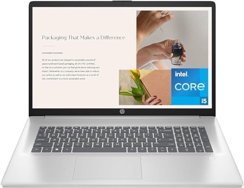 HP 17 inch Laptop, HD+ Display, 12th Generation Intel Core i5-1235U, 8 GB RAM, 512 GB SSD, Intel Iris Xe Graphics, Windows 11 Home, 17-cn2099nr (2023),Silver