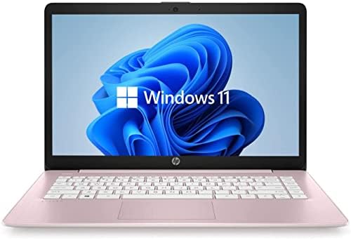 Newest HP 14″ HD Laptop, Windows 11, Intel Celeron Dual-Core Processor Up to 2.60GHz, 4GB RAM, 64GB SSD, Webcam, Dale Pink(Renewed) (Dale Pink)