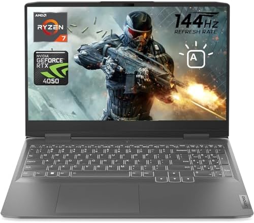 Lenovo LOQ 16″ 144Hz WUXGA Gaming Laptop, GeForce RTX 4050, AMD Ryzen 7 7840HS (> i7-12700H), 64GB DDR5 RAM, 2TB PCIe SSD, Webcam, Backlit Keyboard, RJ-45, Wi-Fi 6, Windows 11 Home, Grey